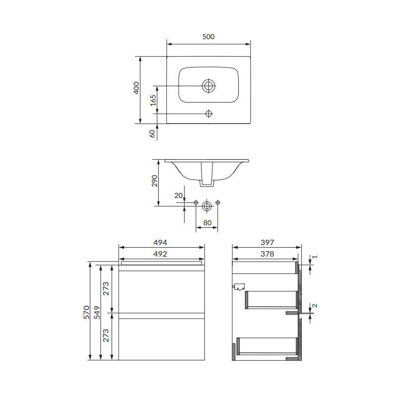 Cersanit szafka z umywalką B892 MODUO 50 antracytowa DSM