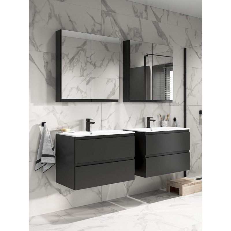 Cersanit Moduo SET B897 umywalka z szafką 80 cm wisząca antracytowa