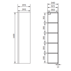 Cersanit Słupek Łazienkowy MODUO 40 Antracytowy - zmontowany 160cm