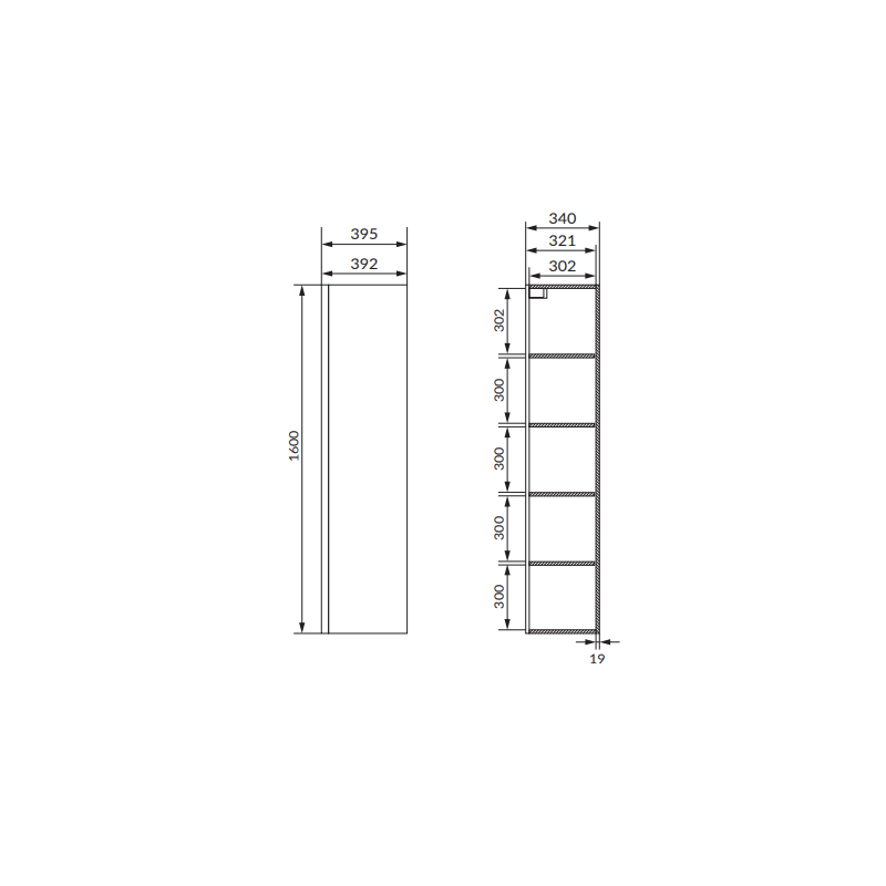 Cersanit Słupek Łazienkowy MODUO 40 Antracytowy - zmontowany 160cm