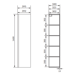Cersanit Słupek Łazienkowy MODUO 40 Antracytowy - DSM 160cm