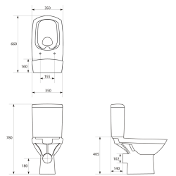 Kompakt WC Cersanit Carina 010 bez deski, Biały Połysk
