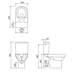 Cersanit CITY WC Kompakt CLEANON z Deską Slim, Bezrantowy wolny opad