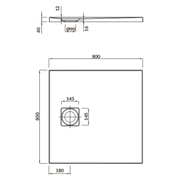 Cersanitt UltraCienki Brodzik Kwadratowy Tako 80x80 z Syfonem w komplecie