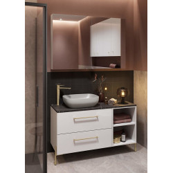 Cersanit Biała Szafka LARGA 50 z Złotymi Uchwytami i Umywalką