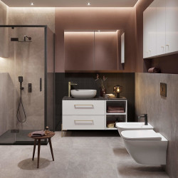 Cersanit Biała Szafka LARGA 50 z Złotymi Uchwytami i Umywalką