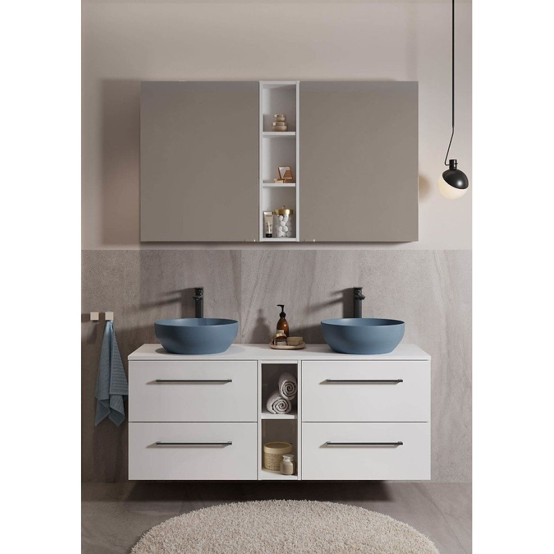 Cersanit Biała Szafka z Czarnymi uchwytami oraz Umywalką LARGA 100