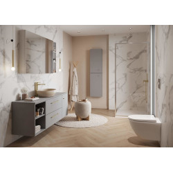 Cersanit szafka z umywalką 80 cm, szara z złotymi uchwytami