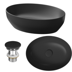 Cersanit umywalka Larga 50x38 cm w antracytowym macie z korkiem -