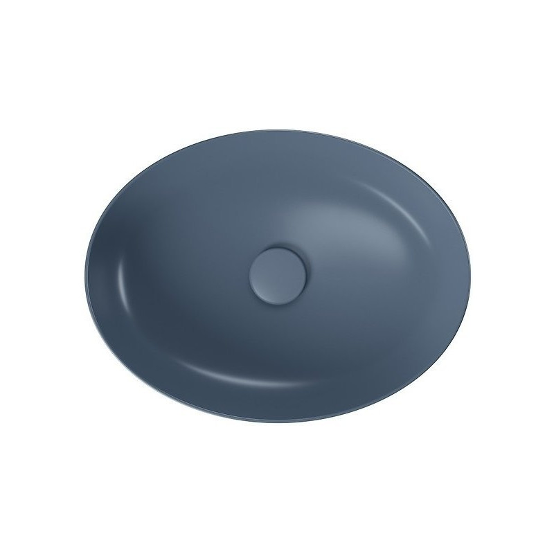 Cersanit Niebieska umywalka Larga elipsa 50x38 cm mat z korkiem w zestawie