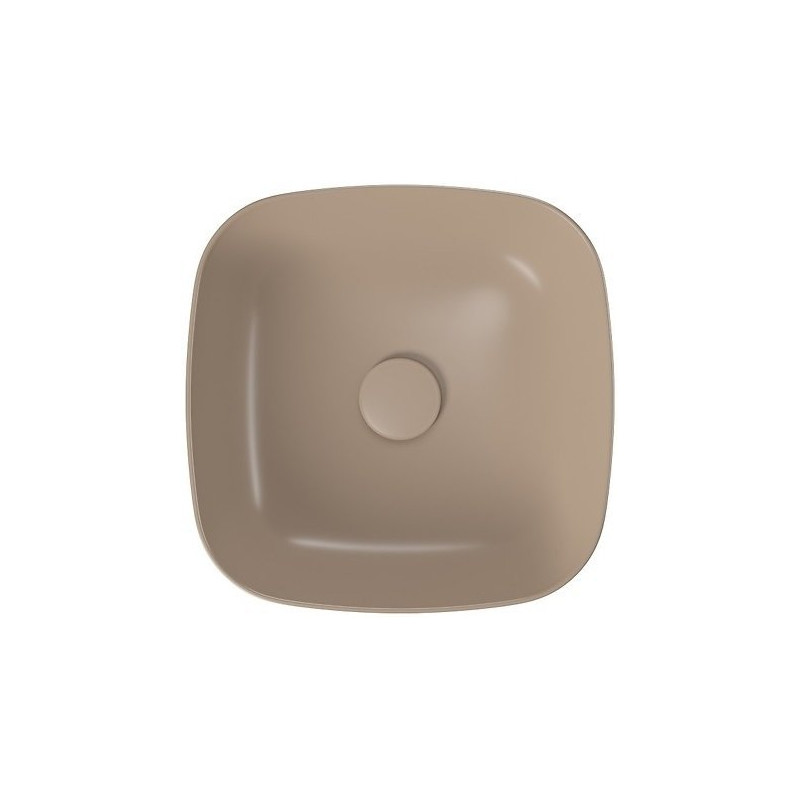 Cersanit umywalka nablatowa Larga 38x38 cm w brązowym macie z korkiem