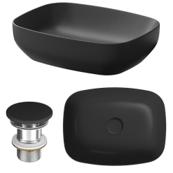 Cersanit Umywalka Larga 50x38 cm - Antracyt Mat, Z Korkiem