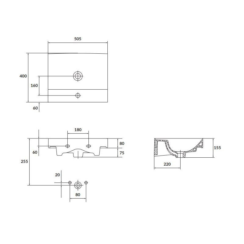 Cersanit Larga umywalka meblowa biała 50cm