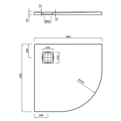 Cersanit  Tako Slim Brodzik Półokrągły 90x90 Biały + Syfon