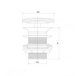 Korek ceramiczny do umywalek bez przelewu, Cersanit K99-0391