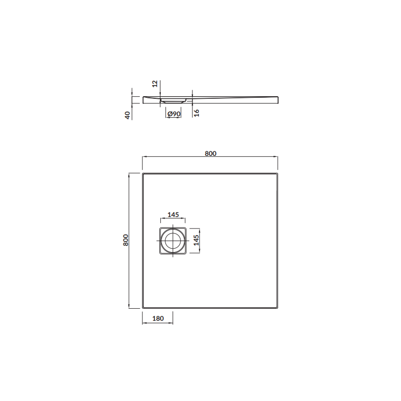 Cersanit Kwadratowy brodzik Tako Slim 80x80, ultra biały, z syfonem w zestawie