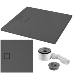 Cersanit Brodzik Kwadratowy Tako Slim 90x90 Szary Mat z Syfonem