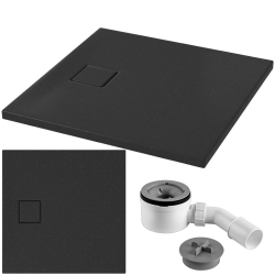 Cersanit brodzik kwadratowy Tako Slim 80x80 czarny mat + syfon w zestawie