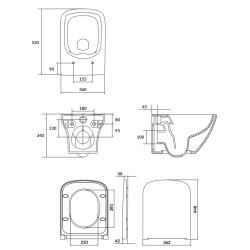 Cersanit Miska WC Clean ON Slim Square Duroplast z Cichym Zamykaniem