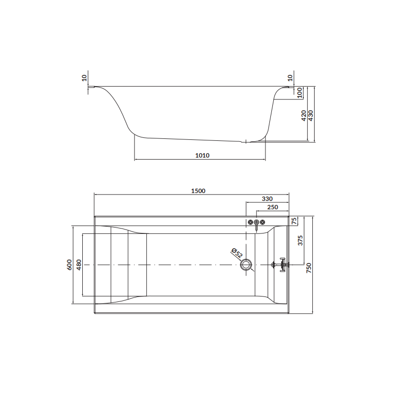 Wanna Cersanit Larga SLIM 150x75 akrylowa z Syfonem i Nóżkami