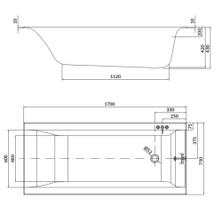 Cersanit Larga SLIM 170x75 - Wanna Akrylowa z Syfonem i Nogami w Zestawie