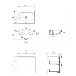 Cersanit MODUO 60 zestaw szafka z umywalką biały połysk cichy domyk