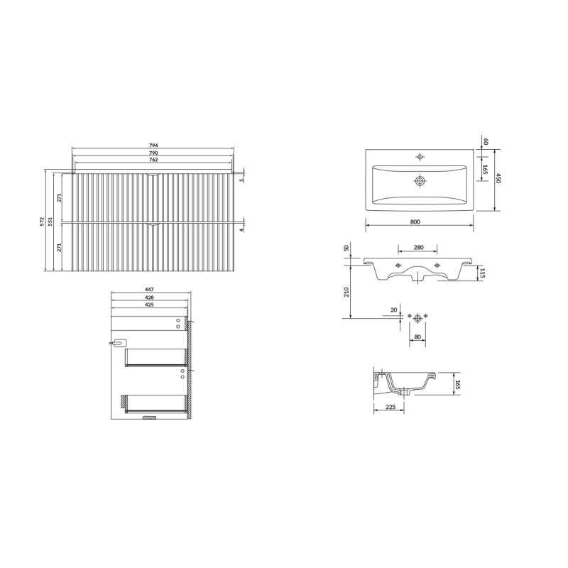 Cersanit Kaszmirowa Szafka z Umywalką Tirso 80cm