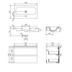 Cersanit Szafka Wisząca z Umywalką  Moduo 80cm Kaszmir Mat