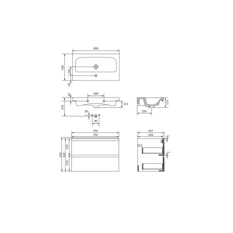 Cersanit Szafka Wisząca z Umywalką  Moduo 80cm Kaszmir Mat