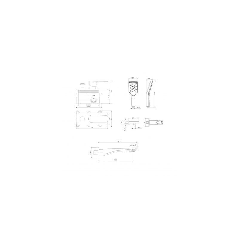 Cersanit Larga bateria wannowa podtynkowa chromowana