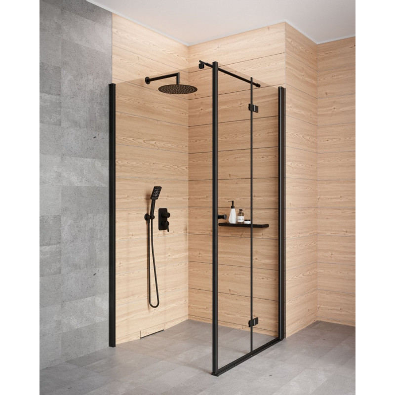 Deante drzwi składane kerria plus nero 90 cm z powłoką, szkło totalwhite