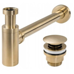 Rea bateria umywalkowa niska Foss z syfonem złoto szczotkowane