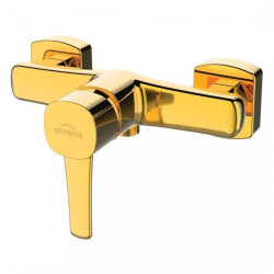 Invena bateria prysznicowa ścienna Glamour, Invena bateria prysznicowa Glamour i Laveo zestaw natyskowy Pola złoto