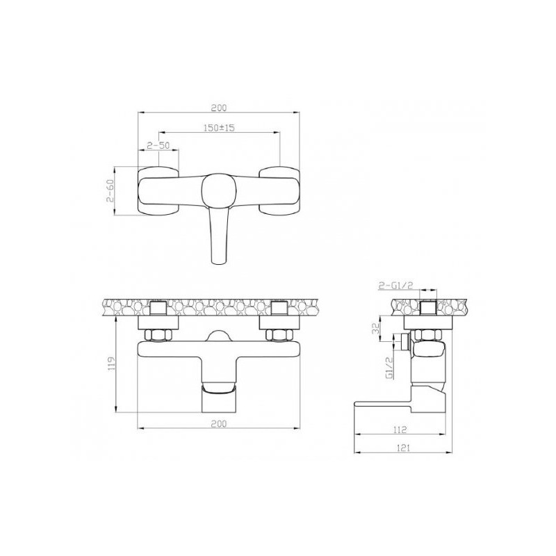 Invena bateria prysznicowa ścienna Glamour, Invena bateria prysznicowa Glamour i Laveo zestaw natyskowy Pola złoto