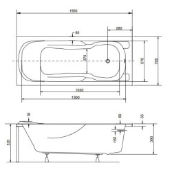 Besco wanna prostokątna Majka Nova 150x70  z obudową, parawanem i syfonem