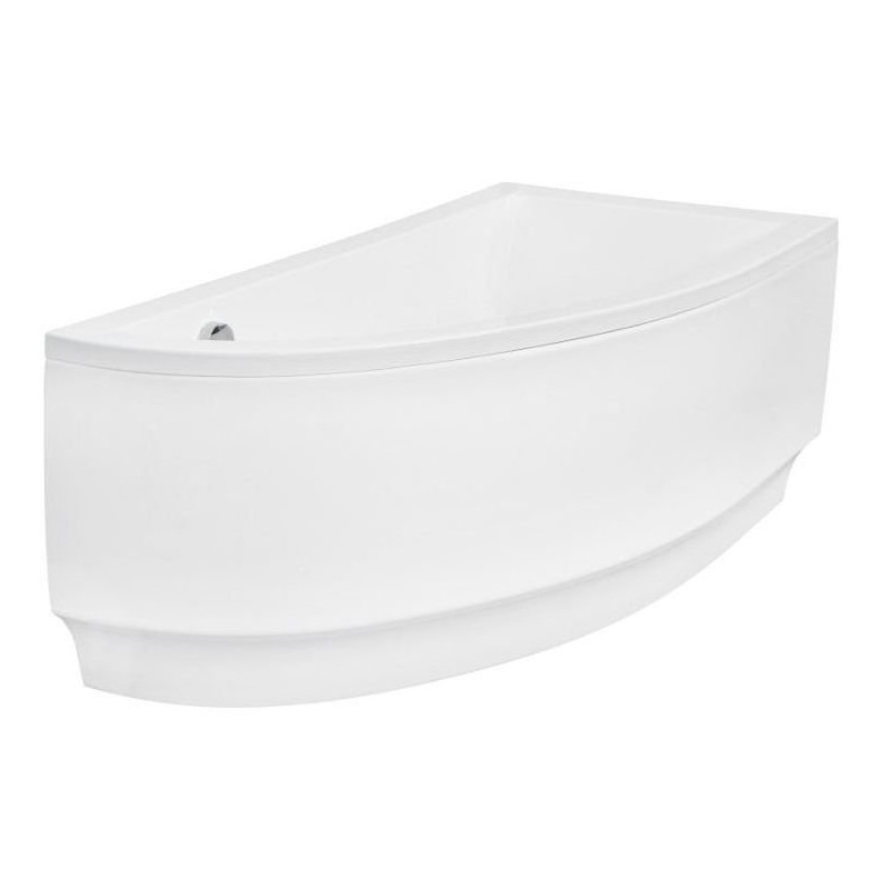 Besco wanna asymetryczna Praktika prawa 150x70 z białą obudową, parawanem i syfonem