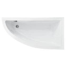 Besco wanna asymetryczna Praktika prawa 150x70 z białą obudową, parawanem i syfonem