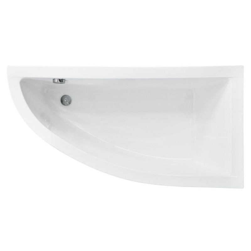 Besco wanna asymetryczna Praktika prawa 150x70 z białą obudową, parawanem i syfonem