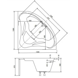 Besco wanna symetryczna Mia 120x120 z białą obudową, parawanem i syfonem