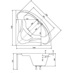 Besco wanna symetryczna Mia 130x130 z białą obudową, parawanem i syfonem chrom chrom