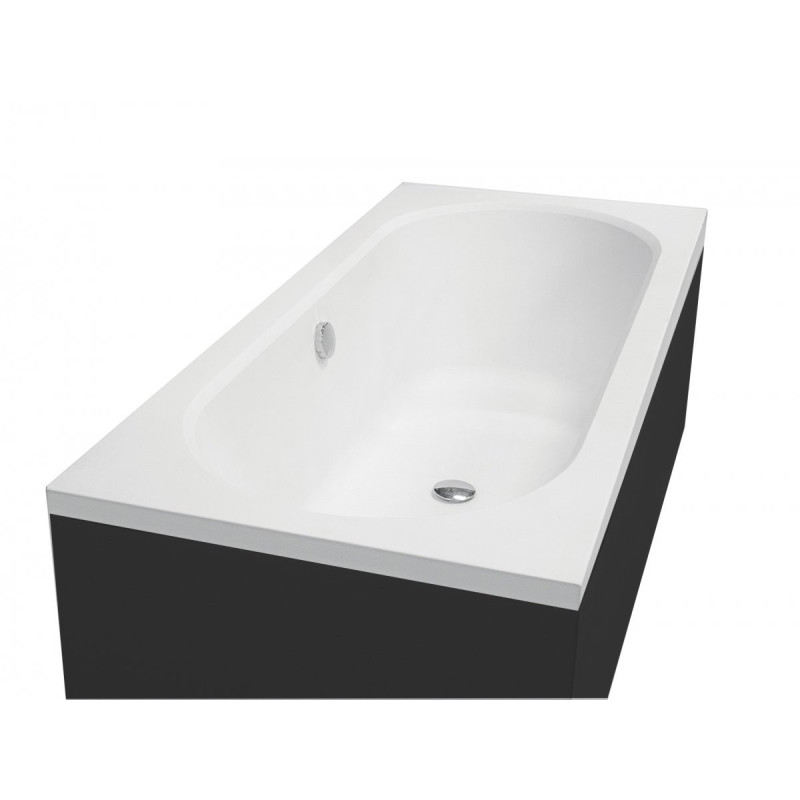 BESCO Wanna prostokątna Vitae 180x80 z czarną obudową. syfonem i nóżkami