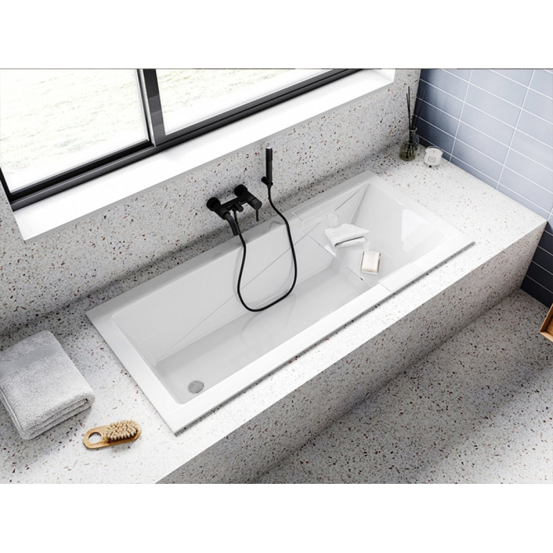 Besco wanna prostokątna Modern Slim 140x70 z syfonem i nóżkami