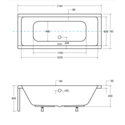 Besco wanna prostokątna Quadro 175x80 z syfonem i nóżkami