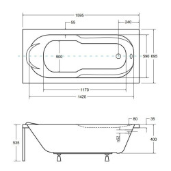 Besco wanna prostokątna Bona 160x70 z syfonem i nóżkami