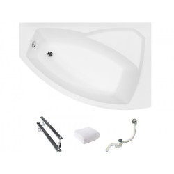 Besco wanna asymetryczna Rima prawa 150x95 z syfonem i nóżkami