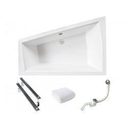 Besco wanna asymetryczna Intima Duo lewa 170x125 z syfonem i nóżkami