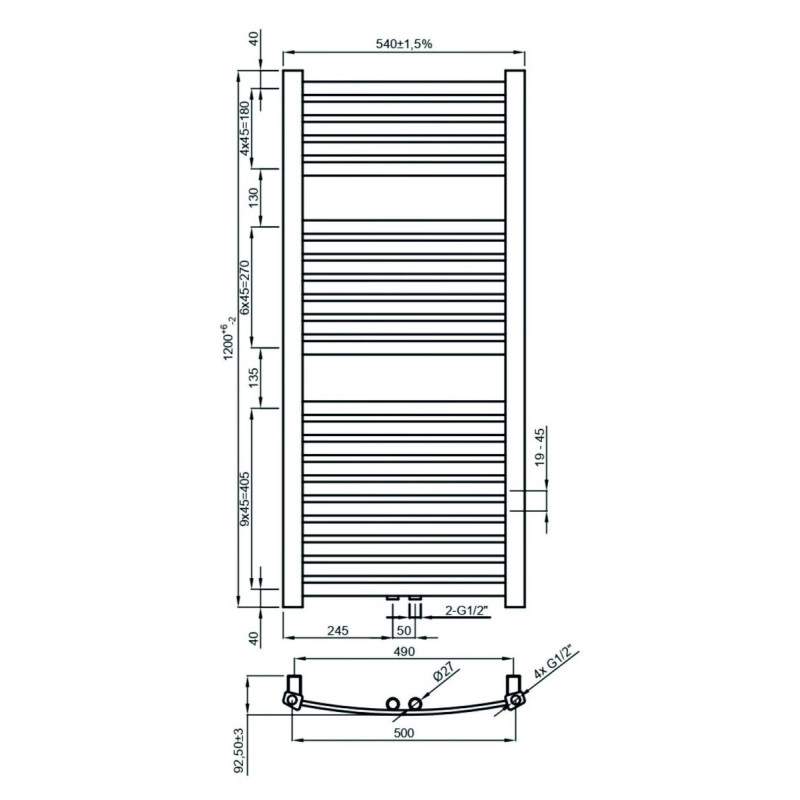 Stylowy Grzejnik Łazienkowy 120 cm Biały - Model UG-01-120 Idealny Do Twojej Łazienki