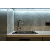 Czarny zlewozmywak granitowy 59x44 Tesalia z chromowanym syfonem - styl i elegancja w kuchni!
