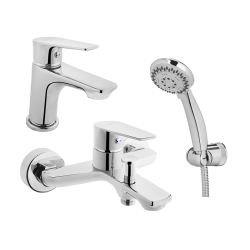 LUKSUSOWY ZESTAW BATERII ŁAZIENKOWYCH ESLA - WANNOWA I UMYWALKOWA Z PRYSZNICEM