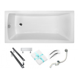 Besco wanna prostokątna Optima Premium 160x70 z syfonem i nóżkami